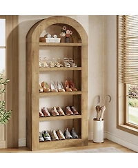 Tribesigns 70.9'' Tall Arched Bookshelf with Storage, 5-Tier Wooden Open Bookcase Display Shelves Organizer