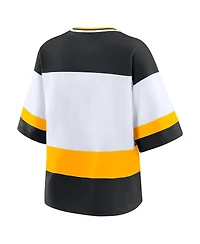 Wear by Erin Andrews Women's Black/White Boston Bruins Jersey Style T-Shirt