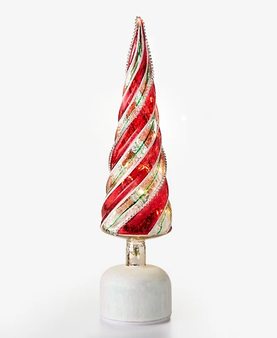Holiday Lane Heritage Glass Rotating Lighted Tree Tabletop Decor, Macy's Exclusive