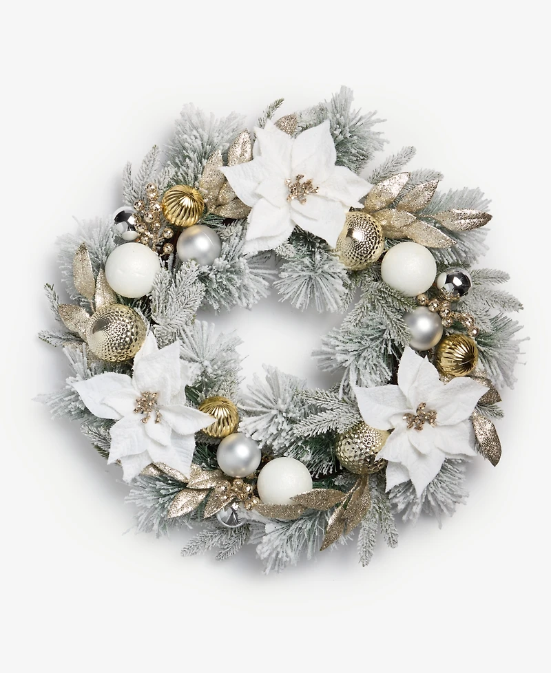 Holiday Lane Opulence Wreath with Ornaments and Flowers, Macy's Exclusive