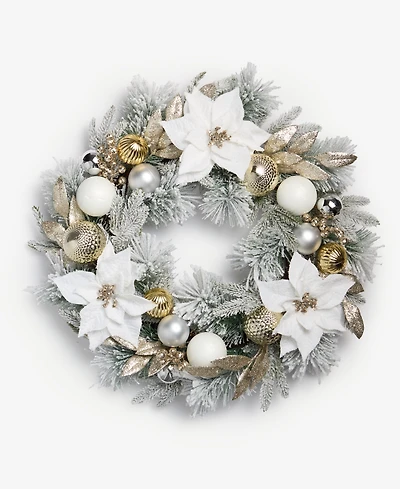 Holiday Lane Opulence Wreath with Ornaments and Flowers, Macy's Exclusive