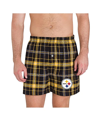 Concepts Sport Men's Black/Gold Pittsburgh Steelers Ultimate Flannel Boxers