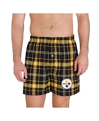 Concepts Sport Men's Black/Gold Pittsburgh Steelers Ultimate Flannel Boxers