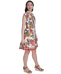 Eliza J Petite Printed Collared Neck Mini Dress