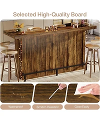 Tribesigns 4-Tier Bar Table, 70.9-Inch Large Wooden Home Unit with Wine Glass Holder