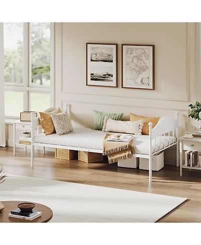 gaomon "Twin Daybed Without Trundle, Sturdy Foldable Metal Frame, Heavy-Duty Steel Double Sofa Bed for Living Rooms"