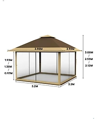 gaomon 13x13 Ft Gazebo Tent Outdoor Pop Up Canopy with Netting, Adjustable Height Instant Gazebos
