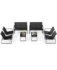 Gymax 8 Pcs Outdoor Furniture Set w/ Tempered Glass & Coffee Table Chair Loveseat Patio