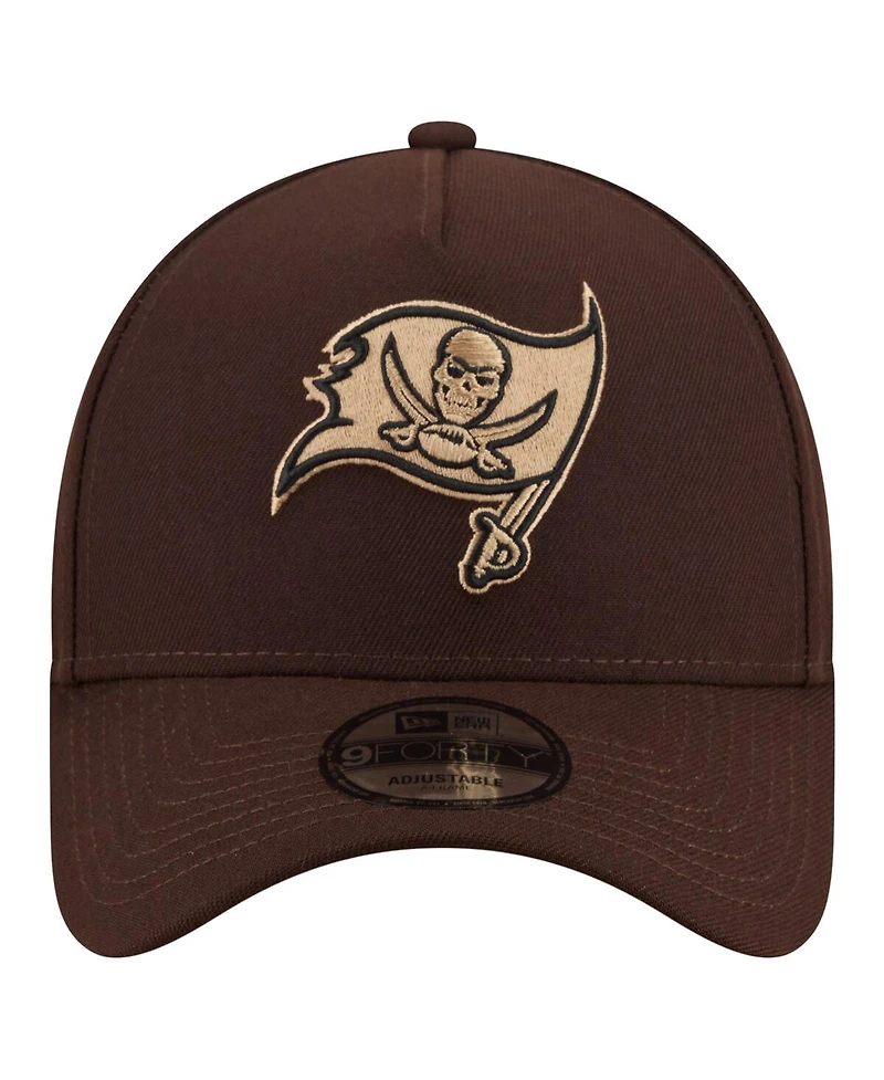 New Era Men's Dark Brown Tampa Bay Buccaneers Burnt Wood A-Frame 9FORTY Adjustable Hat