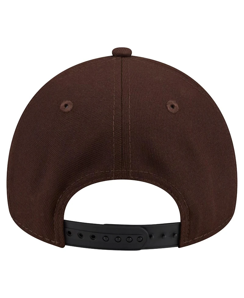 New Era Men's Dark Brown Houston Texans Burnt Wood A-Frame 9FORTY Adjustable Hat