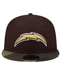 New Era Men's Dark Brown Los Angeles Chargers Burnt Wood Camo 9FIFTY Snapback Hat