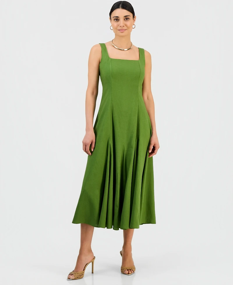 I.n.c. International Concepts Petite Square-Neck Linen Dress, Macy's Exclusive