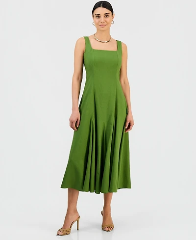 I.n.c. International Concepts Petite Square-Neck Linen Dress, Macy's Exclusive