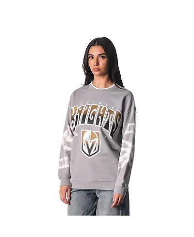 The Wild Collective Men's and Women's Gray Vegas Golden Knights Tie-Dye Double Collar Pullover Sweatshirt