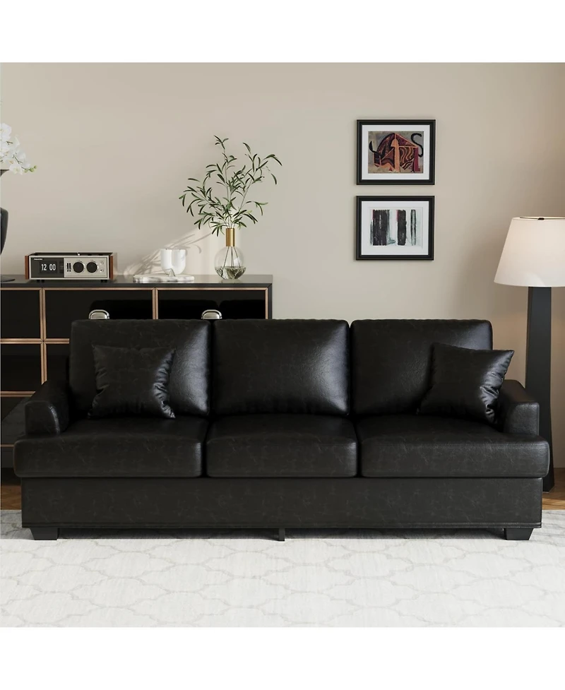 gaomon Modern Sofa with 2 Throw Pillows, Deep Seat Couch Upholstered Cushion & Removable Cover