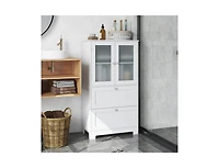 Slickblue Bathroom Floor Cabinet with Frosted Glass Doors and Drawers