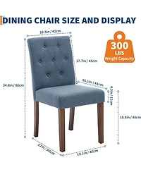 gaomon Parsons Button Tufted Dining Chairs Set of 2, Upholstered Fabric Chairs with Wood Legs, Blue