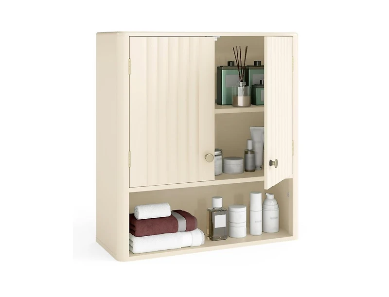 Slickblue Fluted Bathroom Storage Wall Cabinet with Display Shelf