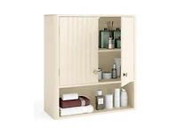 Slickblue Fluted Bathroom Storage Wall Cabinet with Display Shelf