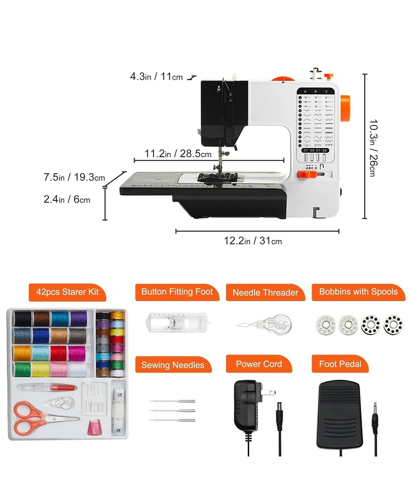 Beginner Sewing Machine with 38 Built-in Stitches & Complete Accessory Kit