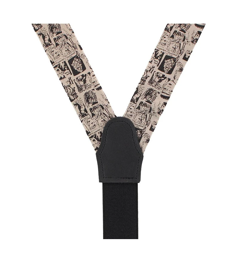 Trafalgar Men's Vintage Comic Art Novelty Silk Button End Suspenders