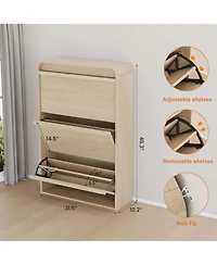 gaomon Shoe Cabinet with 3 Flip Drawers Wooden Cabinet with Adjustable Shelves,Hidden Handle Modern Shoe Organizer for Entryway Hallway Living Room