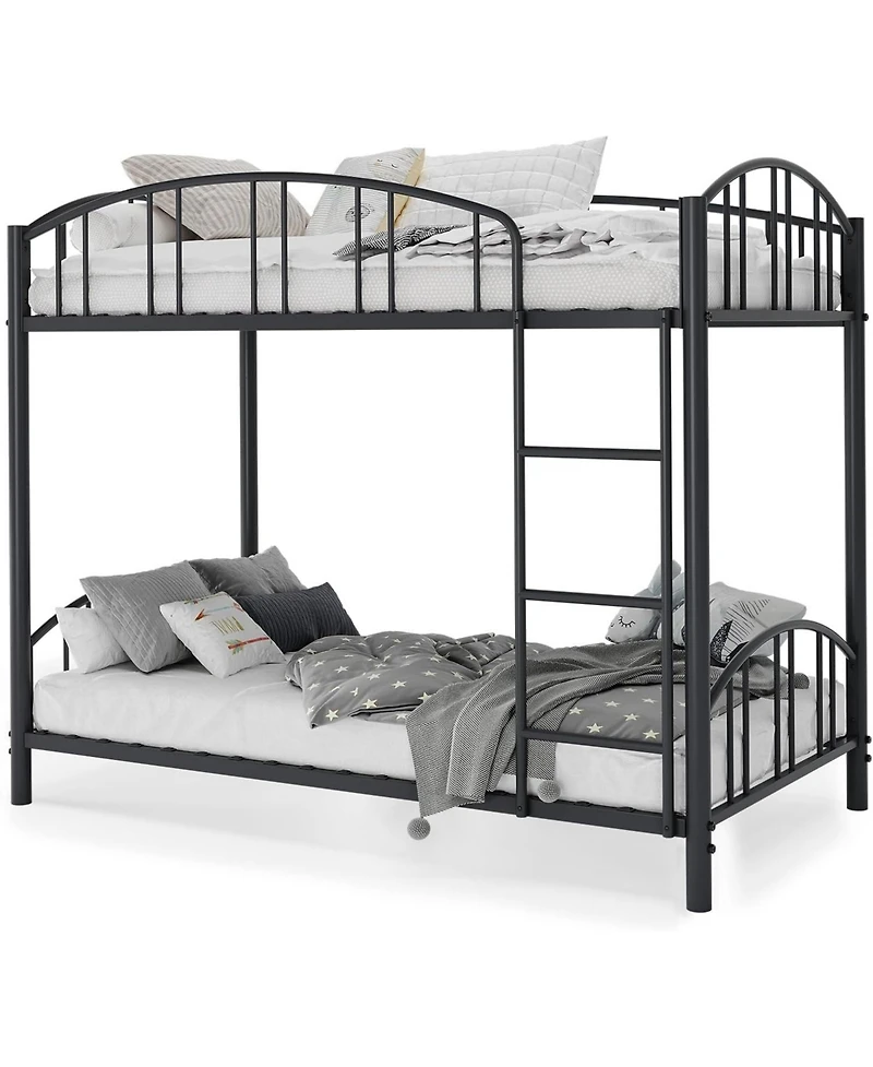 gaomon Metal Bunk Bed Twin Over Twin, Heavy Duty Bunkbeds Frame with Arched Guardrail and Safety Ladder