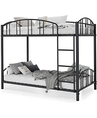 gaomon Metal Bunk Bed Twin Over Twin, Heavy Duty Bunkbeds Frame with Arched Guardrail and Safety Ladder