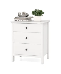 Gymax 3-Drawer Nightstand Wooden Bedside Table Modern Side End Table Space-Saving