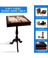 Gse Games & Sports Expert Wooden 3-in-1 Chess Checkers Backgammon Table, Chess Checkers Backgammon Combo Game Set