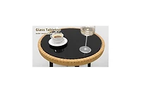 gaomon 3Pcs Rattan Patio Furniture Set, Outdoor Wicker Sectional L-Shaped Sofa with Cushion and Coffee Table, All Weather Conversation Set for Deck