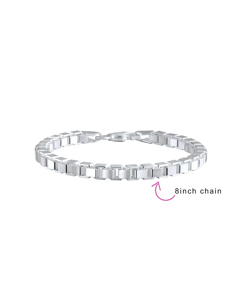 Bling Jewelry .925 Sterling Silver Strong Venetian Square Box Link Chain Bracelet Made In Italy