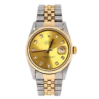 Pre-Owned Rolex Oyster Perpetual Datejust Automatic Watch in Stainless Steel and Gold with Diamond Markers 36mm