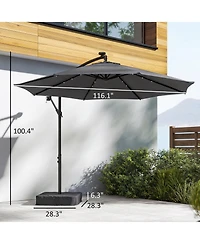 Outsunny 10 ft Offset Cantilever Patio Umbrella w/ Light, Weight