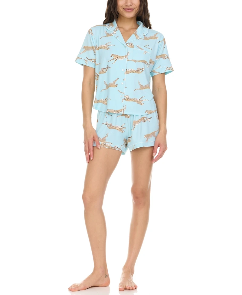 Flora by Nikrooz Women's 2-Pc Gabriella Printed Shorty Pajamas Set