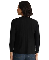 Jones New York Petite Variegated Rib Kissing Front Long-Sleeve Cardigan