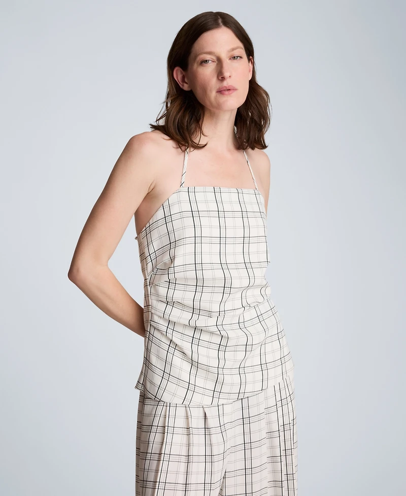 Kenneth Cole Women's Plaid Halter Neck Bustier Top