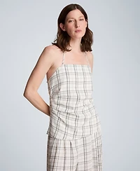 Kenneth Cole Women's Plaid Halter Neck Bustier Top