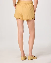 Astr the Label Women's High-Rise Scalloped Embroidered Mini Shorts