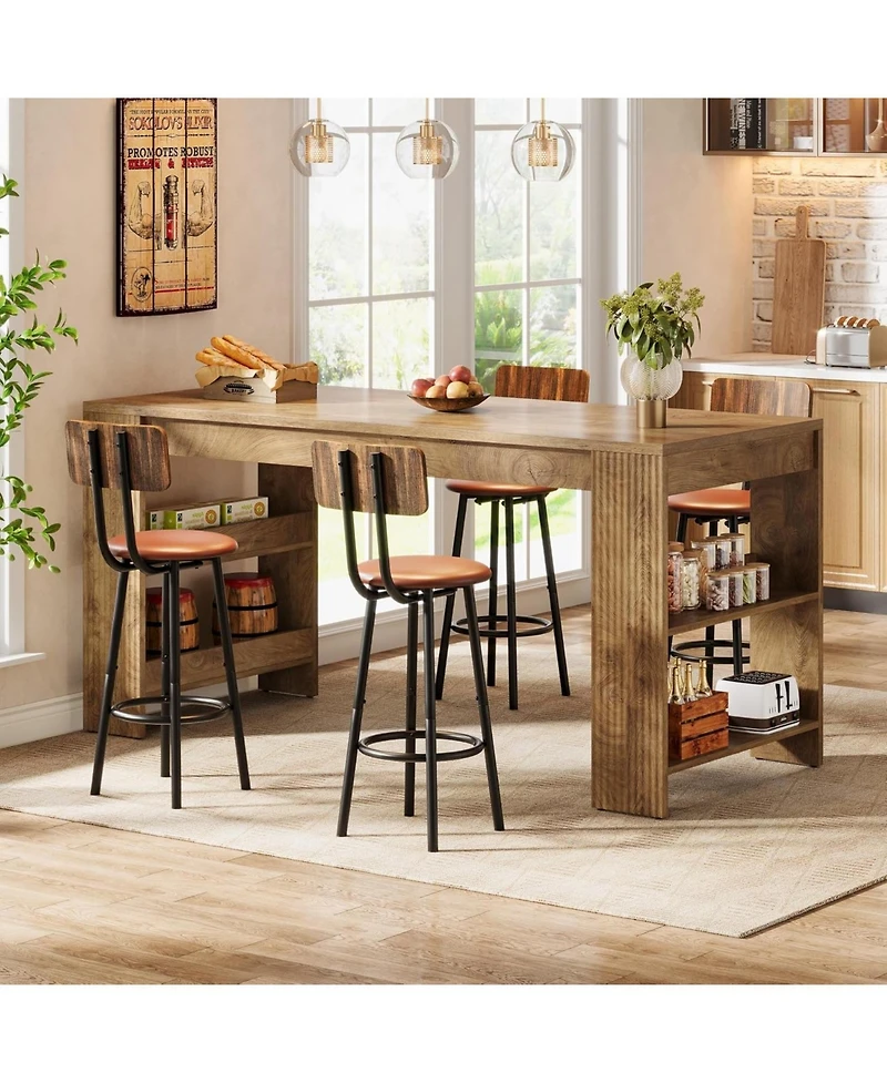 Tribesigns 63-Inch Kitchen Island with Storage, Farmhouse Home Bar Table with Double-Sided Storage Shelves, Large Stationary Island Table