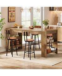 Tribesigns 63-Inch Kitchen Island with Storage, Farmhouse Home Bar Table with Double-Sided Storage Shelves, Large Stationary Island Table