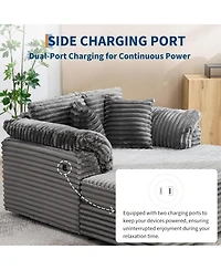 gaomon Oversized Chaise Lounge Chair Indoor Upholstered Sofa Bed with Throw Pillows and Armrests Comfy Corduroy Sleeper Couch