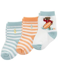 Polo Ralph Lauren Baby Boys' Embroidered Socks, 3-Pack
