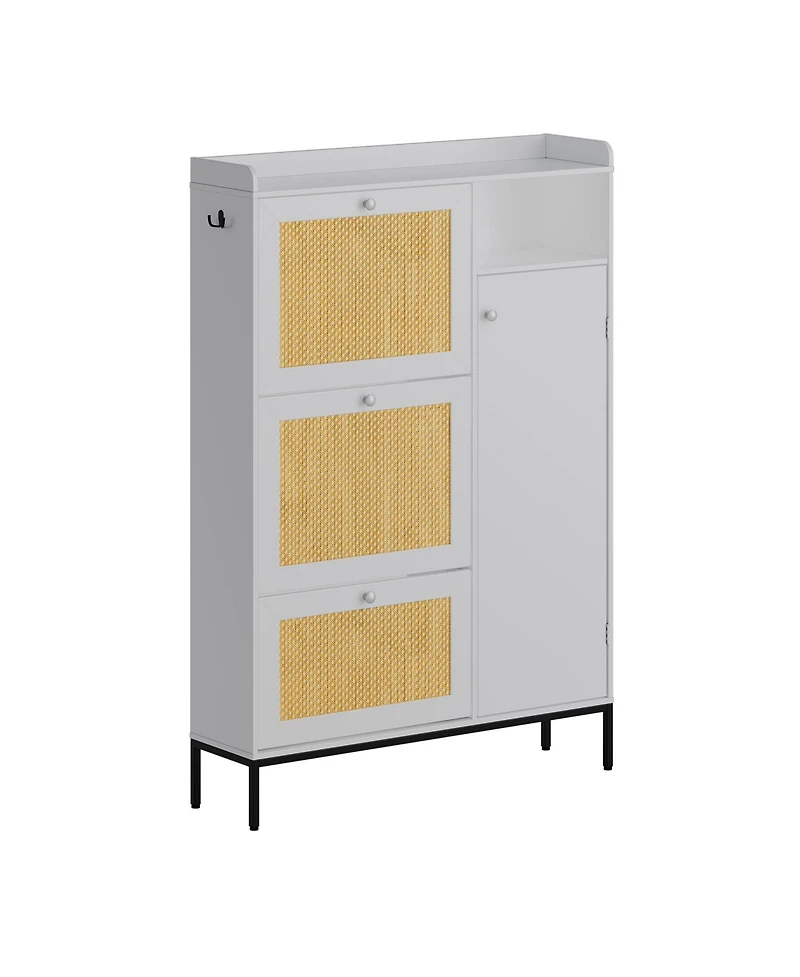 gaomon 3-Drawer Rattan Adjustable Shelves, Freestanding Shoe Storage Cabinet