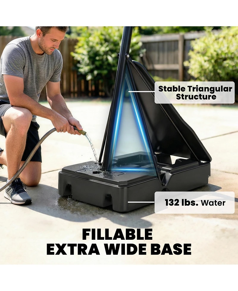 Soozier Basketball Hoop, 8-10ft Adjustable Basketball Goal, Hand-Crank Lift