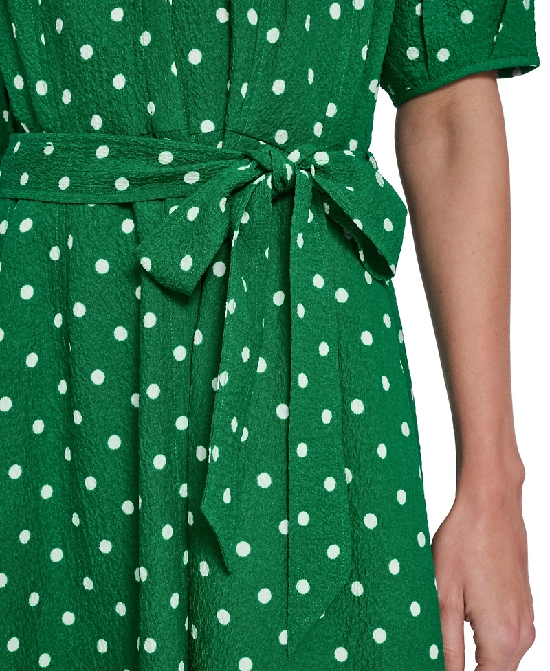 Calvin Klein Women's Collared Neck Belted Shirt Dress