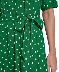 Calvin Klein Women's Collared Neck Belted Shirt Dress