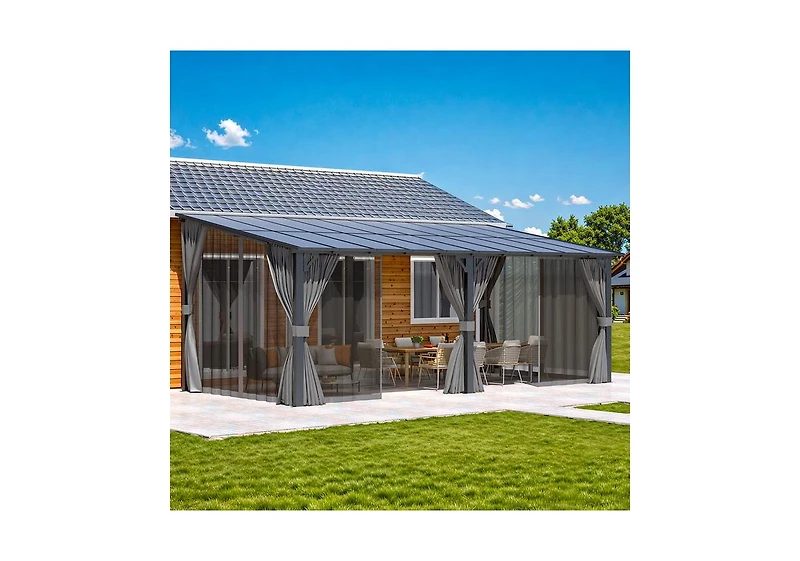 Aecojoy Wall Gazebo with Curtains and Mosquito Netting