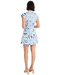 Donna Morgan Women's Extended-Shoulder Boat Neck Mini Dress