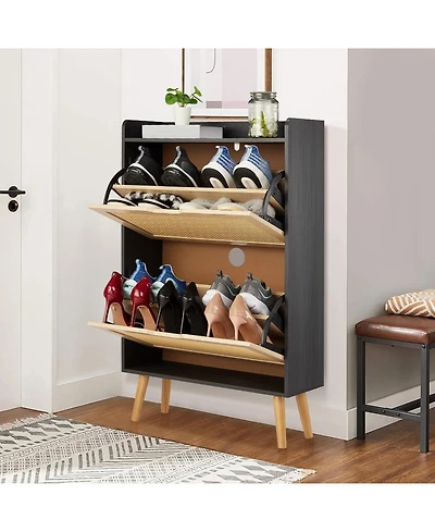 gaomon Shoe Cabinet with Doors Storage Organizer Sturdy Mdf Shoe Rack Space Saving Shoe Shelf Modern White Shoe Storage Cabinet for Entryway Closet